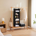 MAX Houser 6 Tier Shelf Hanging Closet Organizer, Closet Hanging Shelf with 2 Sturdy Hooks for Storage, 2 Pack, Foldable (Bla
