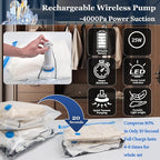 Vacuum Sealing Bags for Clothing Travel,Space Saver Vacuum Storage Bags with Wireless Air Pump (9 Combo Bags+Electric Pump)