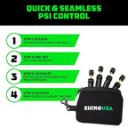Rhino USA Adjustable Tire Deflator Kit (10-30 PSI) Ultimate Screw-on Automatic Tire Deflators for Offroad - Quick & Easy Air Down System for The Trails - Best Jeep Off Road Accessories (4-Pack) -Black