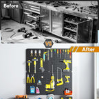 Peg Board, 68PCS Heavy Duty Metal Pegboard with Hooks, 4 Pack Black Peg Board Panels, 50lbs Load Capacity Each, Pegboard Wall