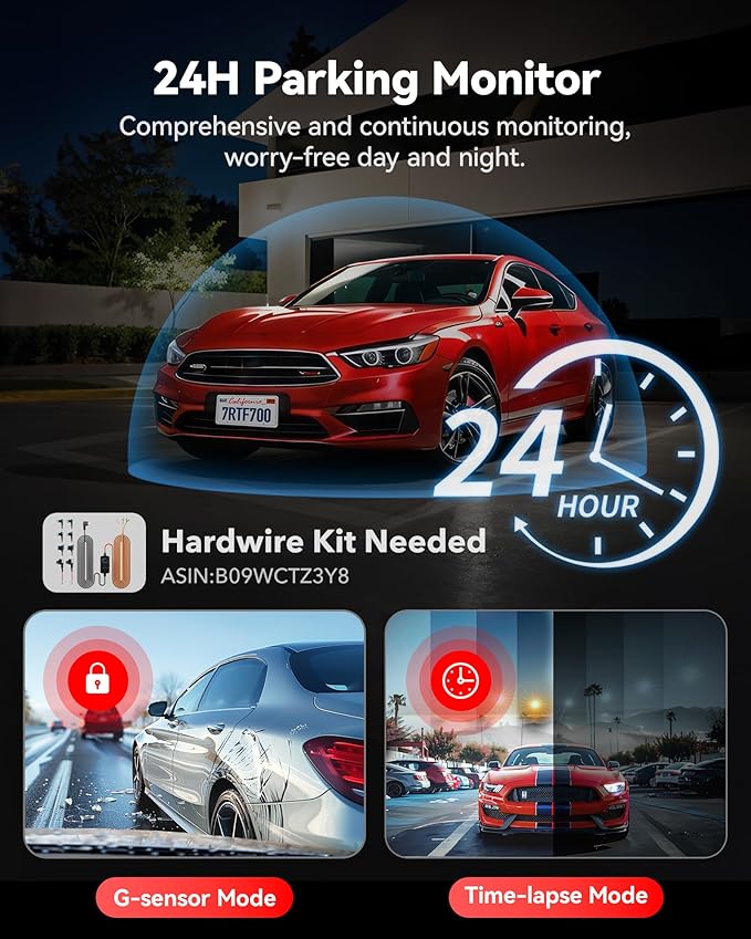 REDTIGER 4K Dash Cam Front and Rear, STARVIS 2 Sensor, 64GB Card Included, 4K/2.5K+1080P Dual Dash Camera for Cars Built-in W