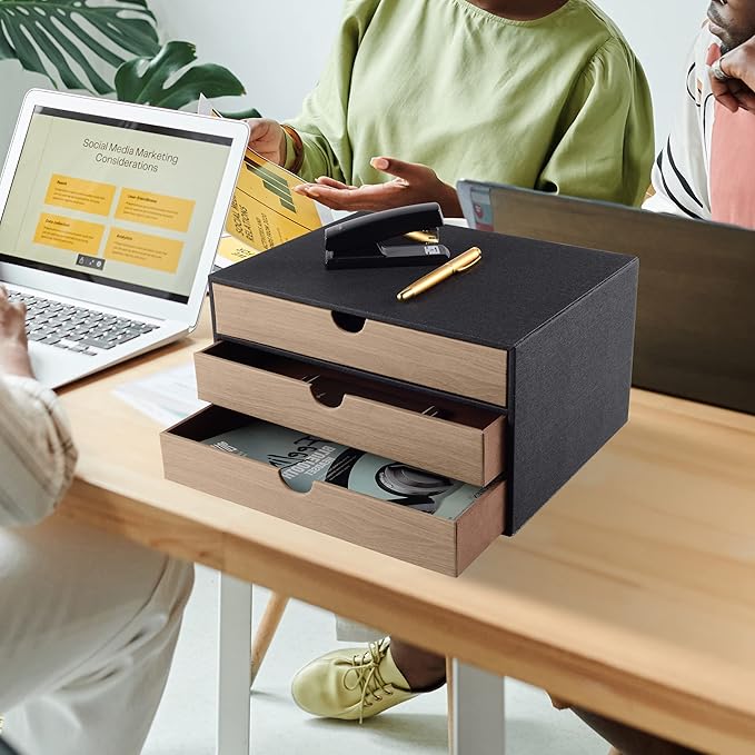 Fashion Multicolor Collocation Leather Desk Organizer File Cabinet Executive Office Supplies Desktop Filing A4 Contract Docum
