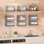 6 Tier Closet Hanging Organizer, Clothes Hanging Shelves with 4 Hanging Hooks 5 S Hooks, Wire Storage Basket Bins, for Clothi