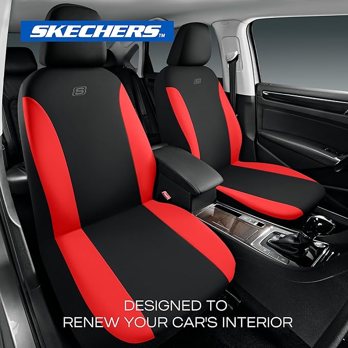 Skechers Seat Covers, Premium Breathable Polyester Car Seat Covers, Car Seat Covers Full Set Airbag Compatible, Automotive Co