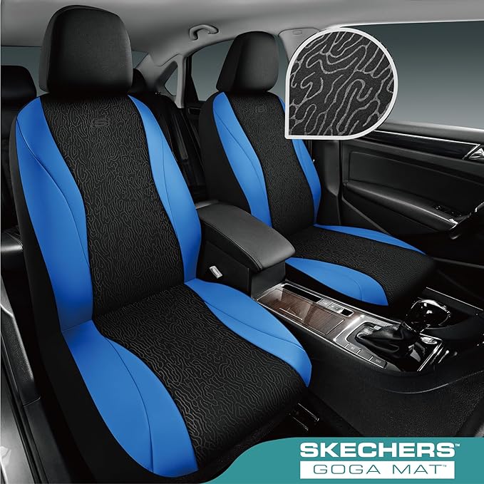 Skechers Car Seat Covers,Leather Seat Covers with GOGA Mat Technology,Waterproof Car Seat Covers Front Seats,Airbag Compatibl