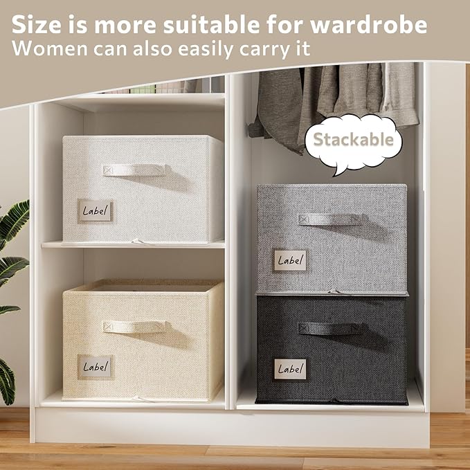2 Pack Shoe Organizer for Closet, Fits 16-32 Pairs Fabric Shoe Storage Bins Large Shoe Box Storage Containers with Bottom Sup