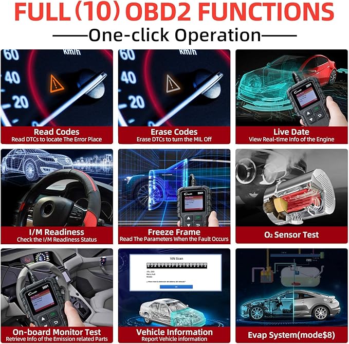 LAUNCH Creader 3001 OBD2 Scanner-2025 Upgrade Ver. Engine Fault Code Reader,Support O2 Sensor,Lifetime Free Update,Scanner for