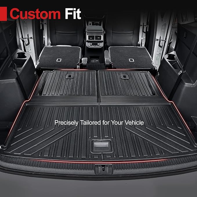 Cargo Mat for Volkswagen Atlas 2018-2025 2026 (Not for Cross Sport)-All Weather TPE Cargo Liner with Backrest Mat for VW Atlas SE SEL Peak Edition Accessories