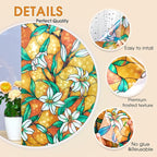 Coavas Decorative Window Privacy Film, Heat Control Sun Blocking Stained Glass Window Film, Floral Design Static Cling, Non Adhesive Windows Tint for Bathroom Front Door(Vinyl, 29.5" x 78.7 ")