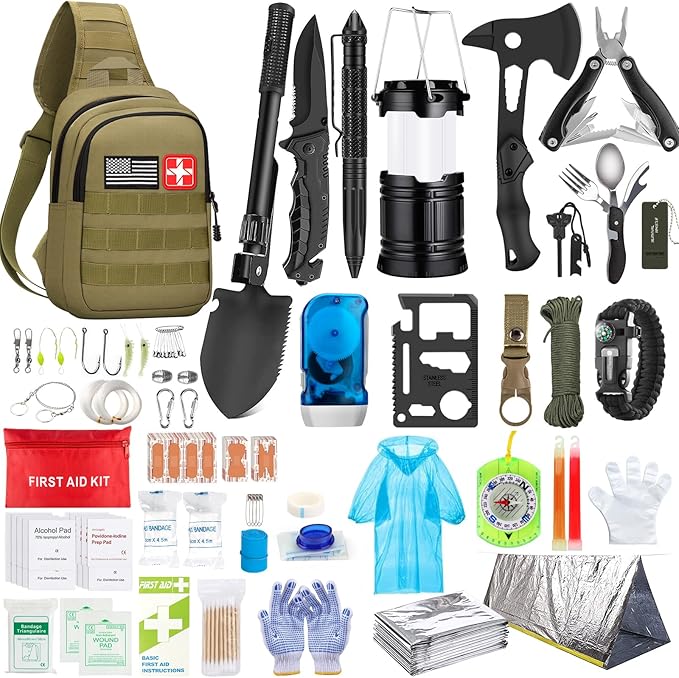 Survival Kit, First Aid Kit Survival Gear and Supplies Emergency Kit with Bug Out Bag Tactical Military Grade Molle IFAK for 