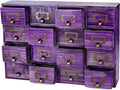 Purple 16-Slot Wooden Drawer Unit - Country Style Desk Organizer Box - 20"x3.6”x14” Wooden Storage Box w/ 16 Drawers - Counte