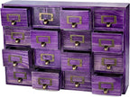 Purple 16-Slot Wooden Drawer Unit - Country Style Desk Organizer Box - 20"x3.6”x14” Wooden Storage Box w/ 16 Drawers - Counte