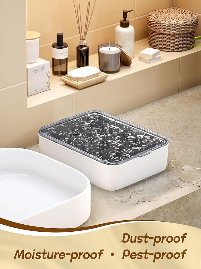 Sock and Underwear Organizer for Drawer with Lid, 15 Grid Plastic Storage Box for Closet and Dresser, Drawer Organizer for Ba