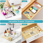 Manalete Drawer Organizers Set of 65, 4 Sizes Clear Plastic Drawer Organizers and Storage Bins for Kitchen, Bathroom, Office,