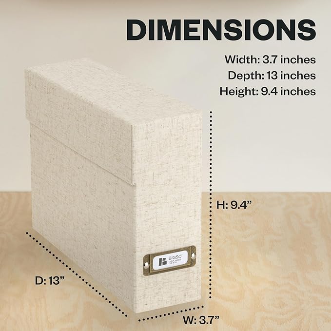 Bigso Lovisa Fiberboard Document Storage Box with 12 Folded Files for A4 and Letter Size Papers - Durable File Organizer Box 