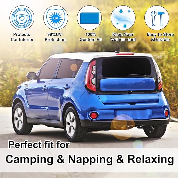 TINGLU Window Shades for Kia Soul 2014-2019 8PCS Accessorie Car Side Full Windows Rear Triangular Windshield Sun Shade Sun UV Rays & Privacy Protection for Camping,Napping,and Relaxing