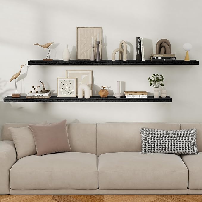 Fun Memories Floating Shelves for Wall, Rustic Wood Wall Mounted Shelves for Bathroom, Bedroom, Living Room & Kitchen, Storag