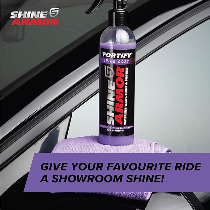 Car Wax Spray and Ceramic Coating for Cars - 3 in 1 Waterless Car Wash and Detailing - Quick Effect Coating Agent for Car - High Gloss Car Coating Spray, Shiny Car Stuff by Shine Armor - 8FlOz