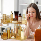 Corner Bathroom Counter Organizer Bathroom Countertop Shelf Makeup Organizer for Vanity Perfume Tray for Corner Storage (2 Ti