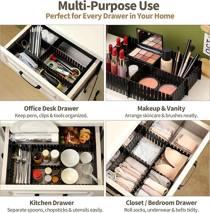 Drawer Divider Adjustable Diy Storage Organizer Separator for Tidying Clutter Cutlery Makeup Clothes of Dresses, Desk & Box i