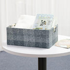 Fabric Storage Bin Box Collapsible Cotton Linen Storage Cube with Wooden Handles Rectangular Decorative Home Organizer Clothe