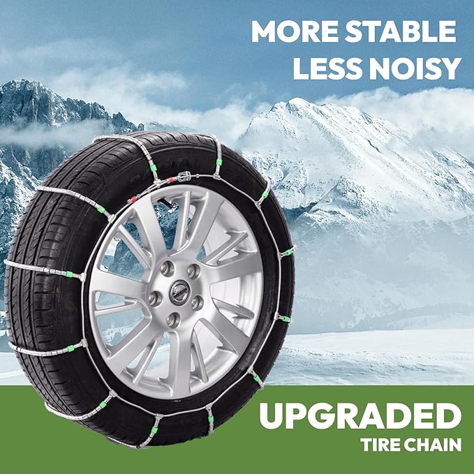 Snow Chains for Car and SUV,Cable Tire Chain,Compatible with Tire Width 195 205 215 225 235 235 MM - Set of 2