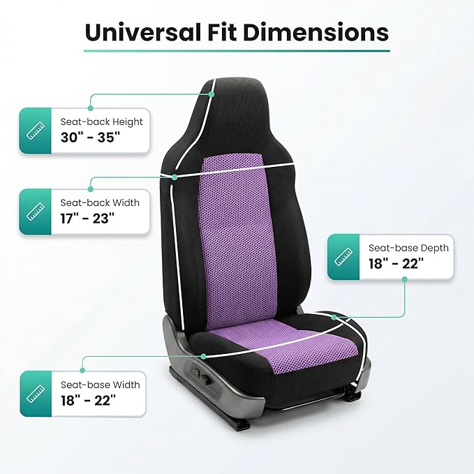 FH Group Automotive Front Car Seat Covers for SUV, Trucks, Sedan and More - Universal Fit Rear Solid Bench Design Interior Ac