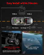 IIWEY 4K+4K Dash Cam Front and Rear, Dual STARVIS Sensor, 5G WiFi-6 (up to 20MB/s) with App, 128G SD Card Included, GPS, Dash
