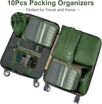 Packing Cubes for Travel-10 Set Luggage Organizer Bags for Family, Mesh Breathable Packing Cubes for Suitcases Durable Travel