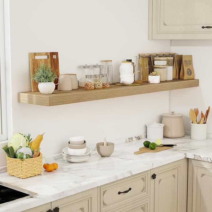 72 Inch Floating Shelves, 12" Deep Floating Shelf Wall Mounted, 72" Wall Shelves, Rustic Deep Bookshelf, Extra Deeper & Thick