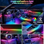 Car Led Strip Lights, Interior Car Lights, App and RF Remote Control Ambient Lighting Kit with RGB 16 Million Colors Fiber Optics&Music Sync Rhythm, USB Neon Light Accessories for Center Console&Door