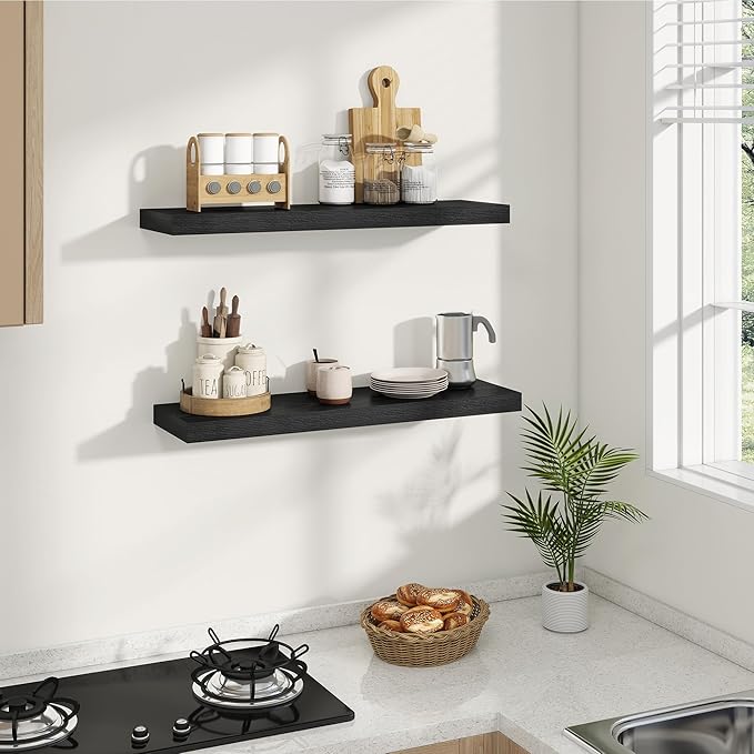 Dreamland 8" Deep Long Floating Shelves, 32 Inches Floating Shelves for Wall Set of 2, Large Display & Storage Shelf, Wall Sh
