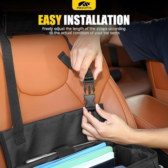 MIKKUPPA Car Front Seat Organizer - Upgraded Enlarged Passenger Seat Organizer with Dedicated Laptop Tablet Storage & Cup Holder, Suitable for Car File Organizer & Patrol Bag Law Enforcement