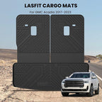 LASFIT Trunk Mat with Backrest Mat for GMC Acadia 2017-2023, All Weather TPE Custom Fit Cargo Mat Trunk Liner with Backrest Mat, Black