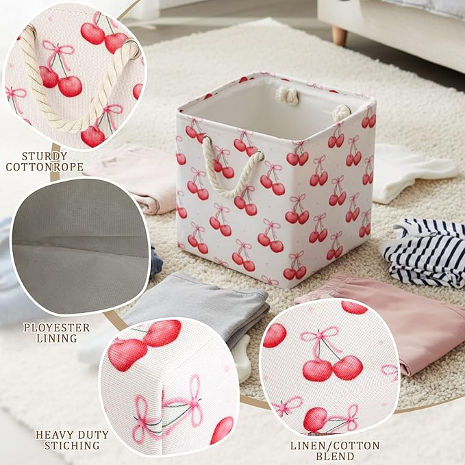 Geiserailie 6 Pcs 11 x 11 Inch Cube Storage Bins Fabric Storage Organizer Bins Foldable Cube Baskets with Sturdy Carry Handle