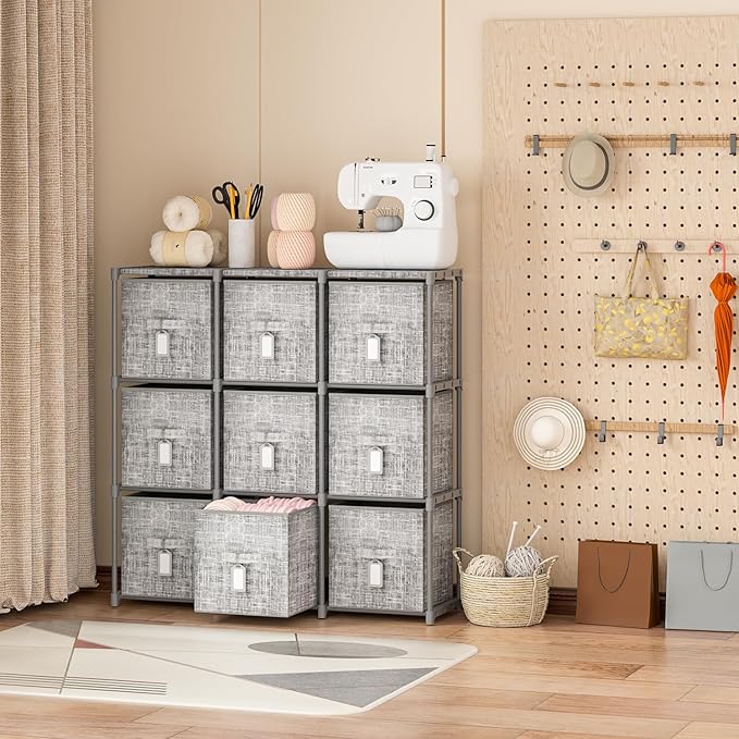 LUKYTOWER Cube Storage Organizer Shelf with Printed Bins + Labels, Cubby Storage Organizer with Bins, Large Capacity Shelves 
