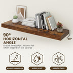 48 Inch Floating Shelves | 12 Inch Deep Floating Shelves Set of 2 | 48" W x 12" D Rustic Brown Wood Wall Shelves for Bathroom