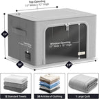 Sorbus Storage Bins with Metal Frame - Stackable & Foldable Clothes Organizer Bags - Oxford Fabric Storage Containers with La