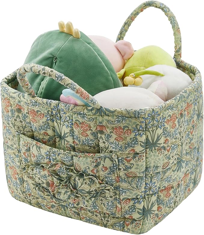 Boho Fabric Storage Basket, Large Capacity Laundry Basket, 12.2'' x 10.23'' x 10.23'' Collapsible Laundry Hamper with Easy Ca