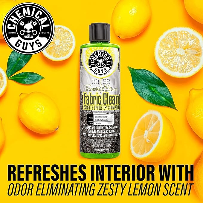 Chemical Guys CWS2031602 Foaming Citrus Fabric Clean Carpet & Upholstery Shampoo & Odor Eliminator (Car Carpets, Seats & Floo