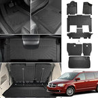 Floor Mats for Chrysler Town & Country 2008-2010 2011 2012 2013-2016(ONLY Stow'n Go) & for Dodge Grand Caravan 2008-2015 2016-2018 2019-2021,TPE Custom Floor Liners & Seatback Mat & Cargo Liner