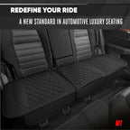 Motor Trend Rear Seat Cushion - Black Diamond Stitched Faux Leather Rear Seat Cover for Cars, Trucks, SUVs - Padded, Waterpro