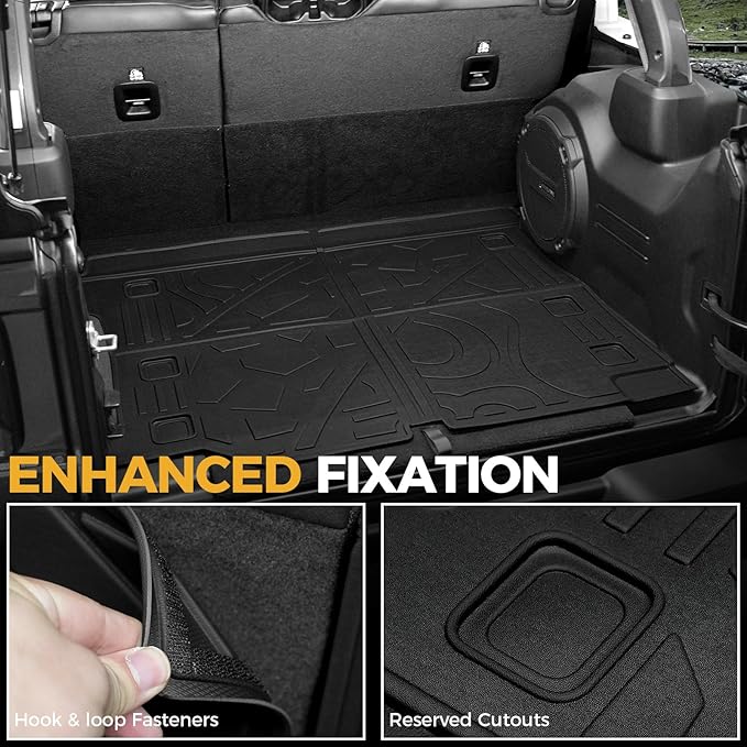 Floor Mats for Jeep Wrangler JL Gas 2018-2025 2026, All Weather Floor Mats Trunk Cargo Liner and Door Sill Guards Accessories (Fit 4-Door Unlimitied)