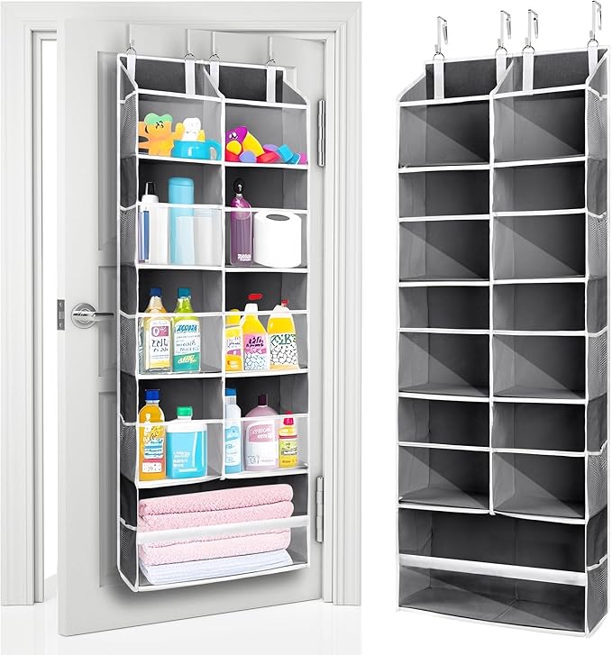 ULG Over the Door Organizer, 5-Tier Extra Large Hanging Storage with 10 Mesh Pockets, 100 lbs Capacity, Heavy Duty Door Organ