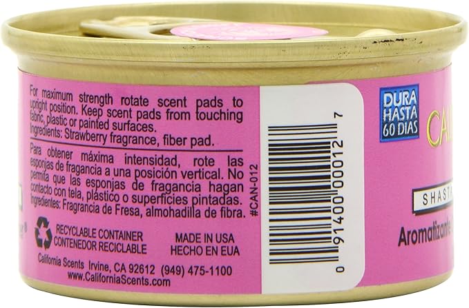 California Scents Spillproof Organic Air Freshener, Shasta Strawberry, 1.5 Ounce Canister (Pack of 4)