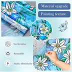 Coavas Static Cling Privacy Window Film, 96% UV & Heat Blocking, Stained Glass Window Film Floral Design, Non-Adhesive, for Bathroom, Front Door, Shower Enclosure‌ (Vinyl, 35.4" X 78.7 ")
