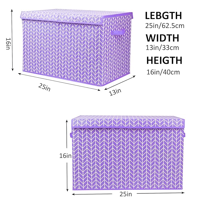 Mayniu Large Toy Box Chest with Flip Lid, Toy Storage Organizers Bin Boxes Basket with Sturdy Handles for Boys, Girls, Kids, 
