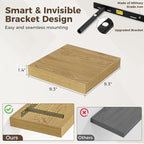 Fun Memories Square Floating Shelves for Wall, 9.3" W x 9.3" D x 1.4" H, Shelves for Wall with Invisible Brackets, Small Wood
