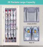 MISSLO 28 Large Pockets Hanging Shoe Rack Door Shoe Organizer Hanging Shoe Storage Hanger for Closet Mesh Holder, Grey