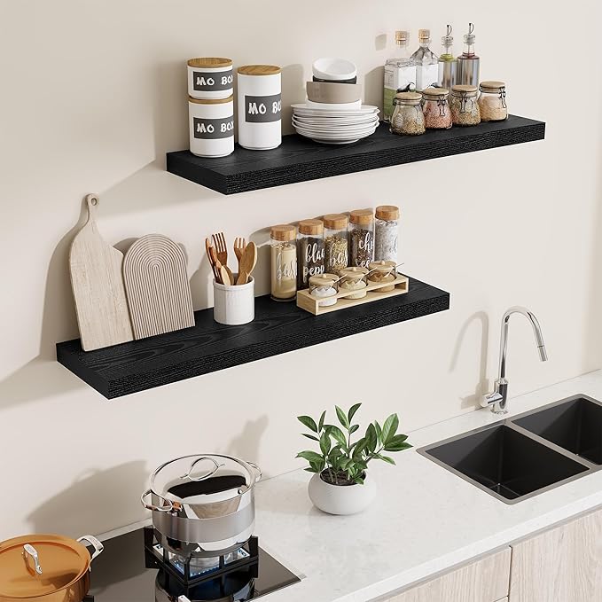 Dreamland 40 Inch Long Floating Shelves in White,9.3 Inch Deep Floating Shelf for Wall,Large Display & Storage Shelf, Wall Sh